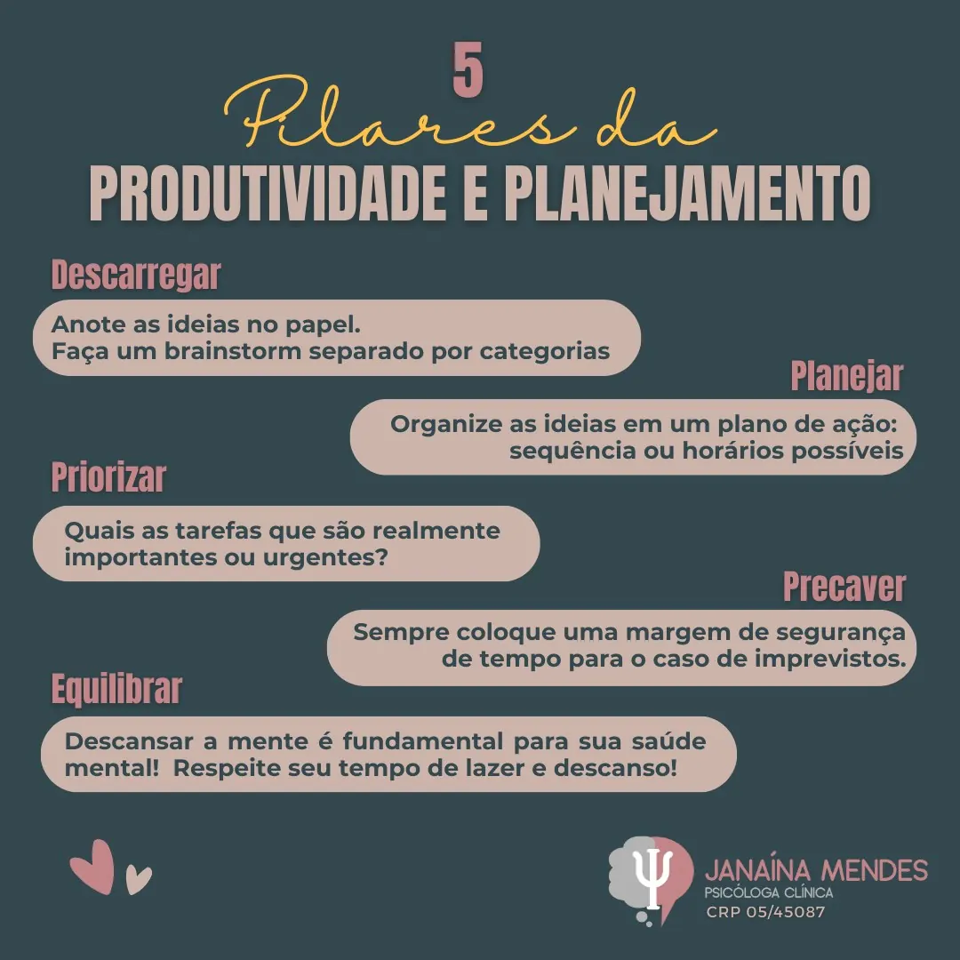 Os 5 pilares da produtividade e do planejamento